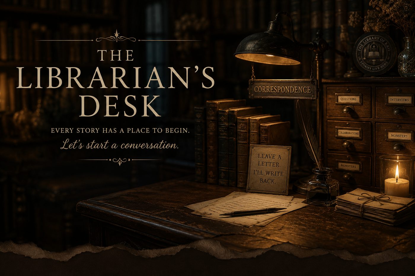 The Librarian's Desk &mdash; every story has a place to begin. Let's start a conversation.